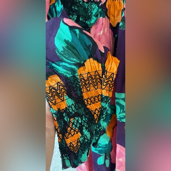 NWT Anthropologie Plenty by Tracy Reese Puff-Sleeved Floral Blouse Pink; size S - Picture 3 of 7